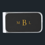 Steelers Colors Black and Gold Monogram. Silver Finish Money Clip<br><div class="desc">Steeler Colors Black and Gold Money Clip.   Monogram.</div>
