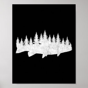 Steelhead Fishing - Forest Treeline Trout Fisherma Poster
