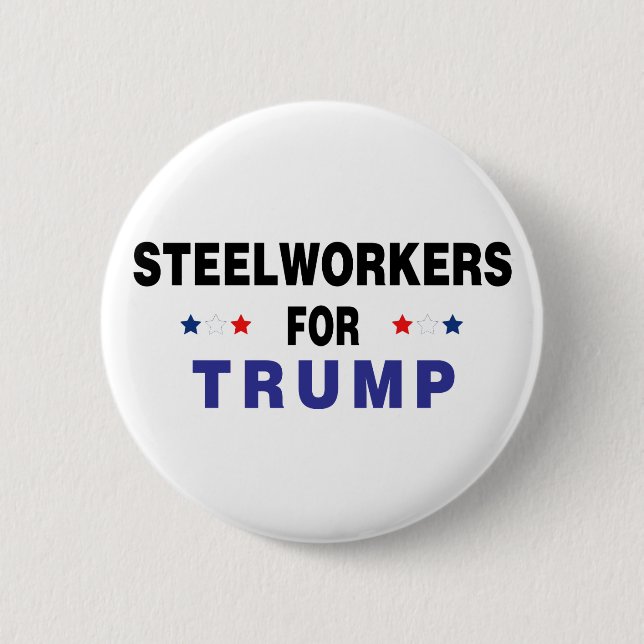Steelworkers For Trump Button (Front)