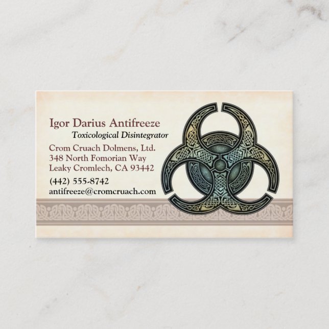 Steely Celtic Biohazard Business Cards (Front)