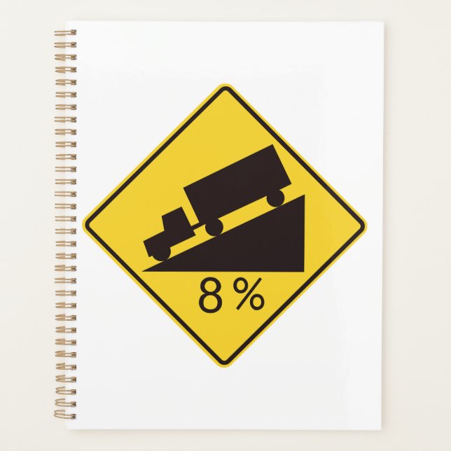 Steep Grade Traffic Sign Trucking Hauling Caution Planner (Front)