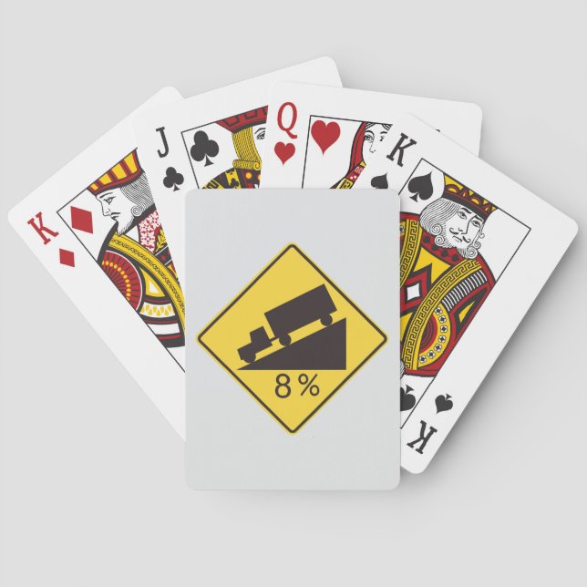 Steep Grade Traffic Sign Trucking Hauling Caution Poker Cards (Back)