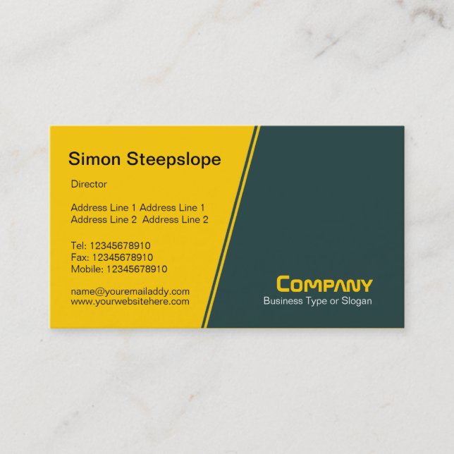 Steep Slope - Amber and Green Gray Business Card (Front)