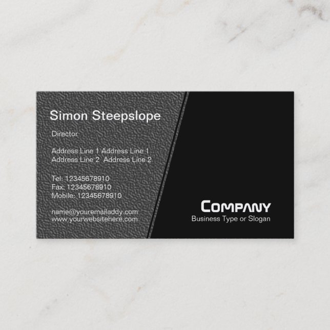 Steep Slope - Dark Gray Embossed Texture Business Card (Front)