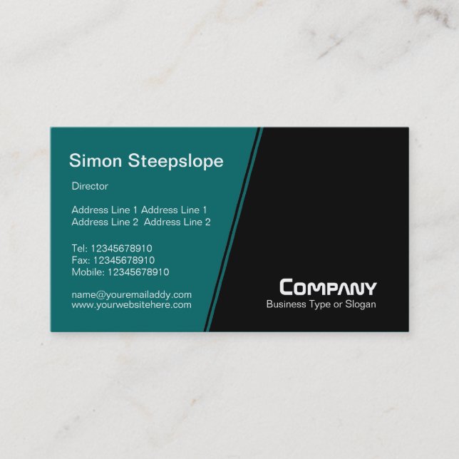 Steep Slope - Dark Teal and Black Business Card (Front)