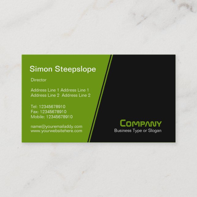 Steep Slope - Green and Black Business Card (Front)