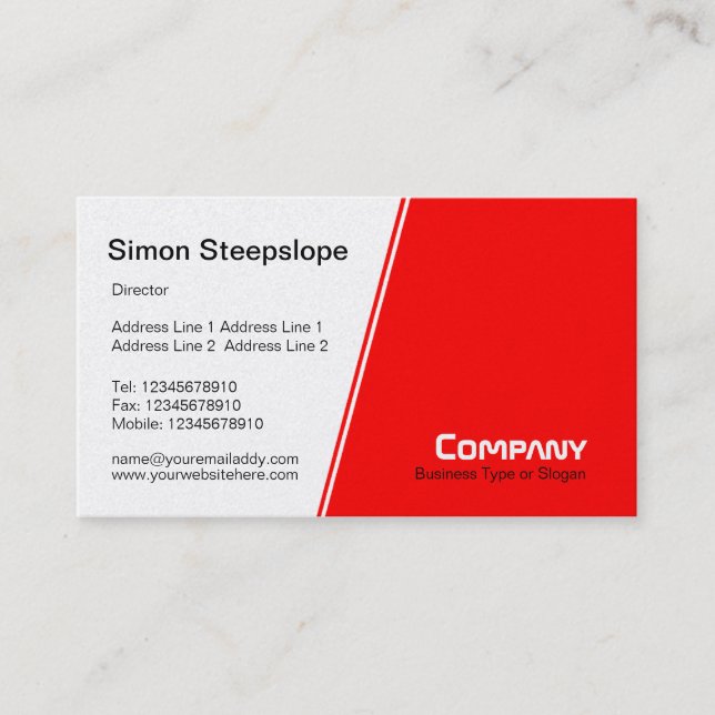 Steep Slope - White and Red (Gold) Business Card (Front)