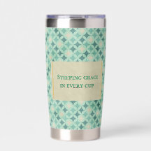"Steeping Grace in Every Cup" Teal Geometric