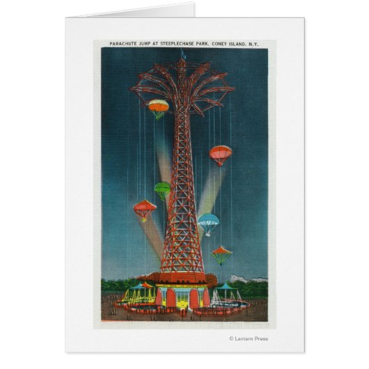 Steeplechase Park Parachute Jump View at Night (Front)