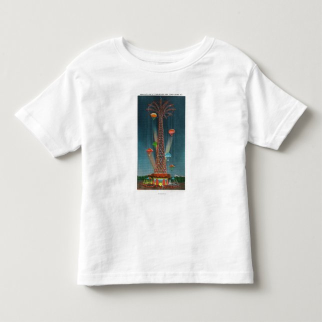Steeplechase Park Parachute Jump View at Night Toddler T-shirt (Front)