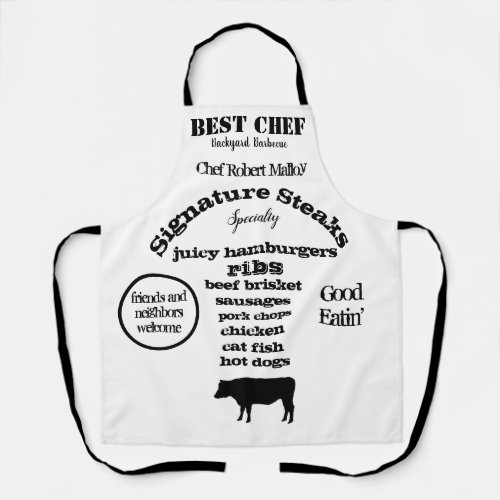 Steer Silhouette Black Best Chef  Barbecue Apron