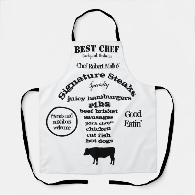 Steer Silhouette Black Best Chef  Barbecue Apron (Front)