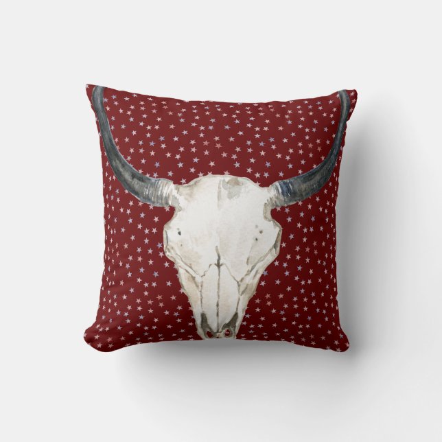 Steer & Stars Throw Pillow (Front)