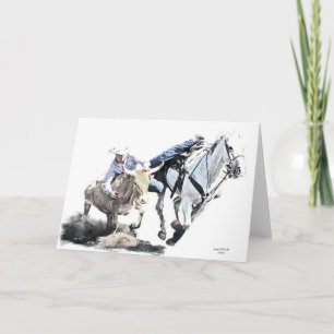 steer wrestler greeting card