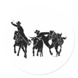 Steer Wrestling 1 Classic Round Sticker