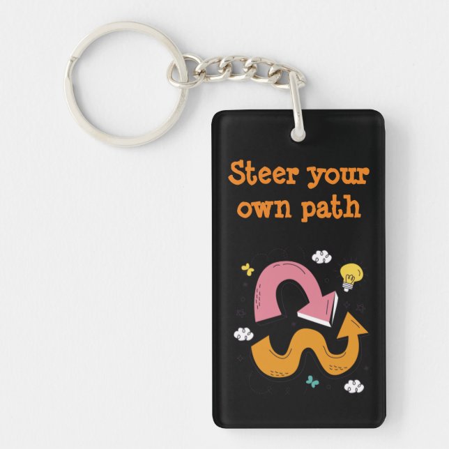 Steer Your Own Path ,Black Keychain (Front)