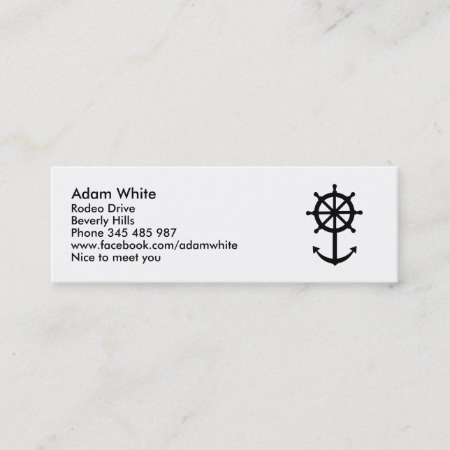 Steering wheel anchor mini business card (Front)