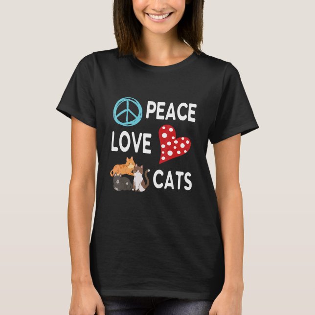 Steering Wheel Heart Peace Love Cats Happy Day Dad T-Shirt (Front)