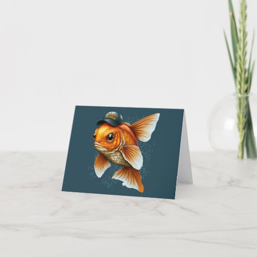 Steet Goldfish in Hat Nowruz Mobarak  Holiday Card