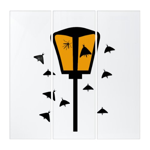 Steet Light And Flying Moths Triptych