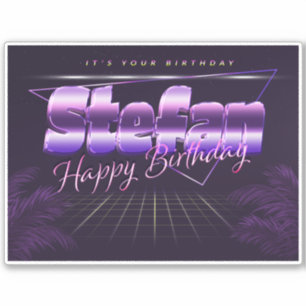 Stefan last name first name purple retro sticker b