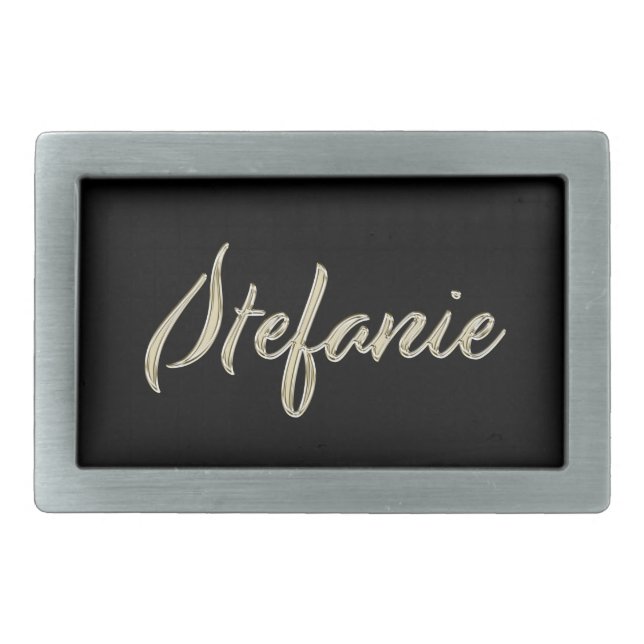 Stefanie white gold Handwriting belt Buckle (Front)