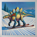 Stego-Slopes: Skiing Stegosaurus Wall Art