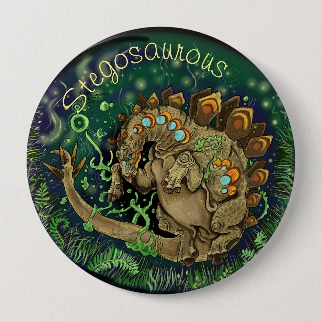 Stegosaurous Dinosaur Art Button (Front)