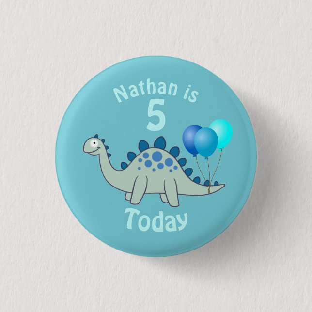 Stegosaurus Birthday Pinback Button (Front)