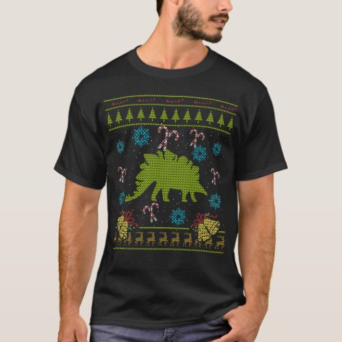 Stegosaurus Christmas Ugly Sweater Design Shirt