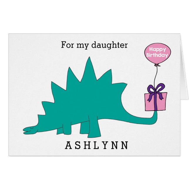 Stegosaurus Dinosaur Birthday Daughter Cards (Front Horizontal)