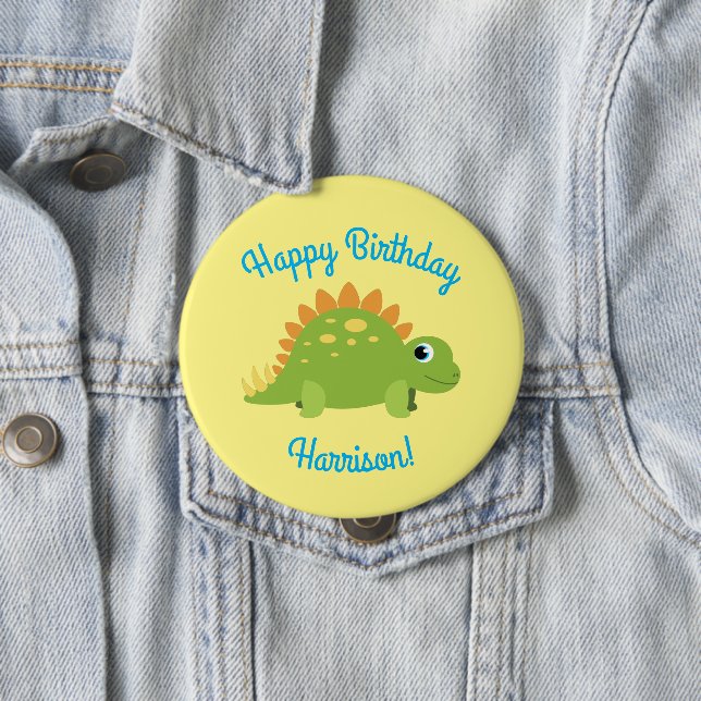 Stegosaurus Dinosaur Birthday Party Button (In Situ)