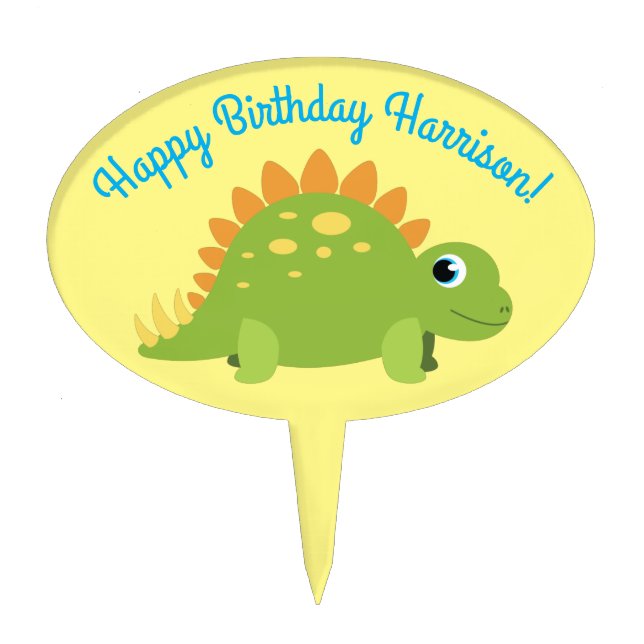 Stegosaurus Dinosaur Birthday Party Cake Topper (Front)
