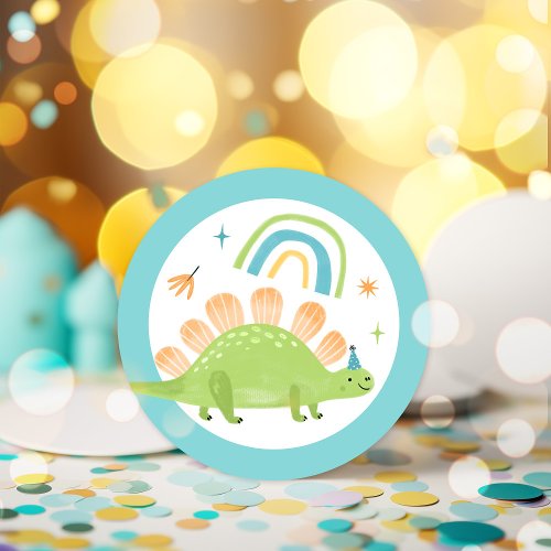 Stegosaurus Dinosaur Birthday Party Favors Classic Round Sticker