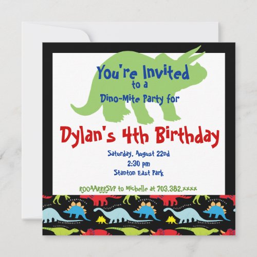 Stegosaurus Dinosaur Birthday Party Invitations