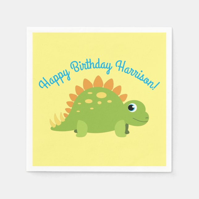 Stegosaurus Dinosaur Birthday Party Napkins (Front)