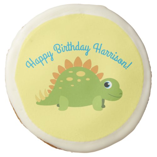Stegosaurus Dinosaur Birthday Party Sugar Cookie