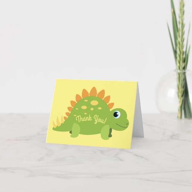 Stegosaurus Dinosaur Birthday Party Thank You Card (Front)