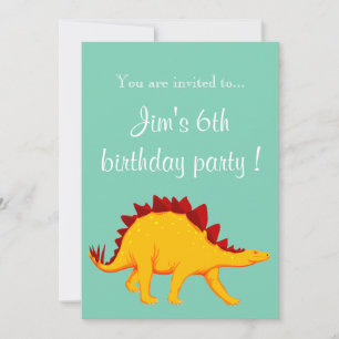 Stegosaurus dinosaur boy birthday party invitation