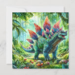 Stegosaurus Dinosaur in false colors Holiday Card