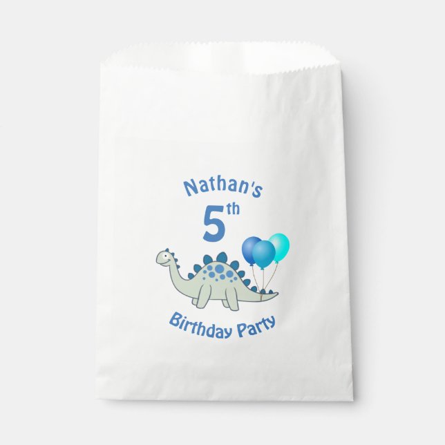 Stegosaurus Dinosaur Kids Birthday Favor Bag (Front)