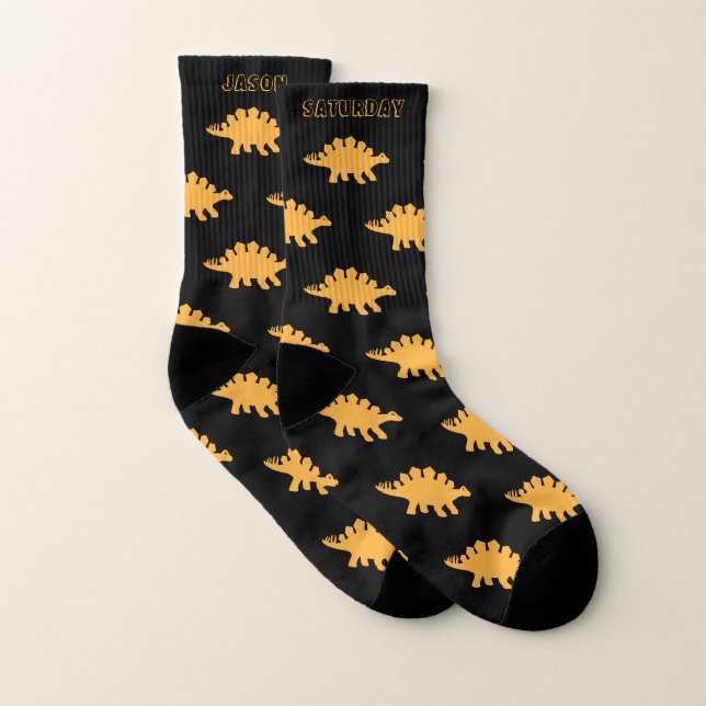 Stegosaurus Dinosaur name & day pattern Socks (Pair)
