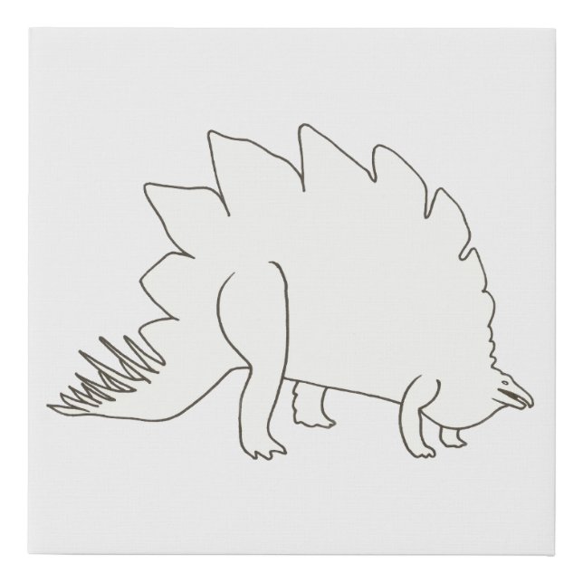 Stegosaurus Dinosaur Outline Drawing to Paint Faux Canvas Print (Front)