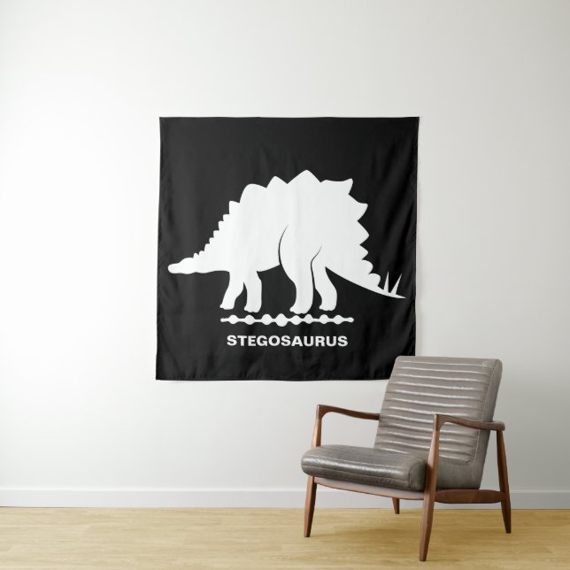 Stegosaurus Dinosaur Silhouette Tapestry (In Situ)