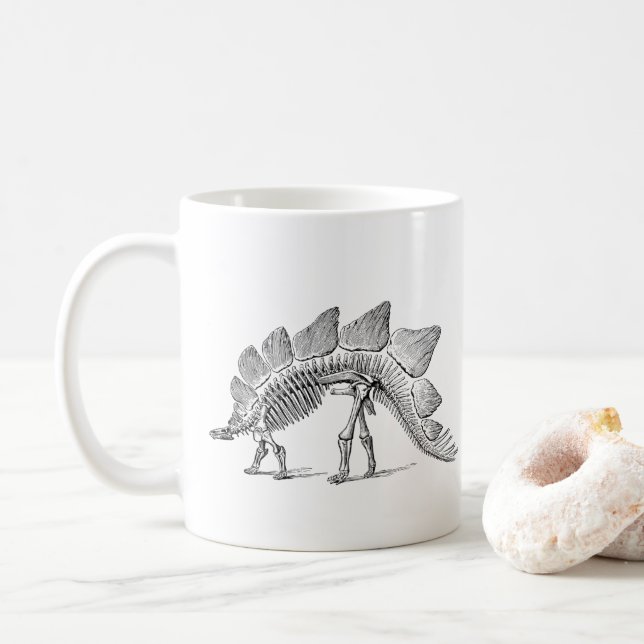 Stegosaurus Dinosaur Skeleton Fossil Coffee Mug (With Donut)
