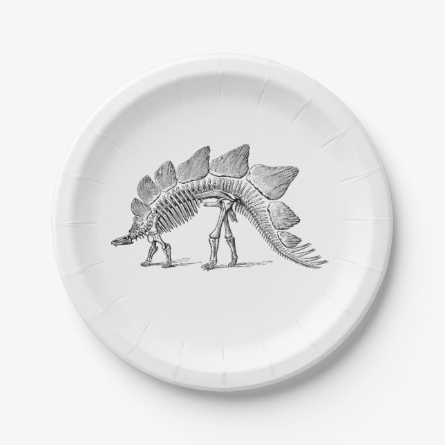 Stegosaurus Dinosaur Skeleton Fossil Paper Plates (Front)