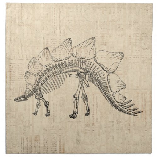 Stegosaurus Dinosaur Skeleton Vintage Script Paper Cloth Napkin