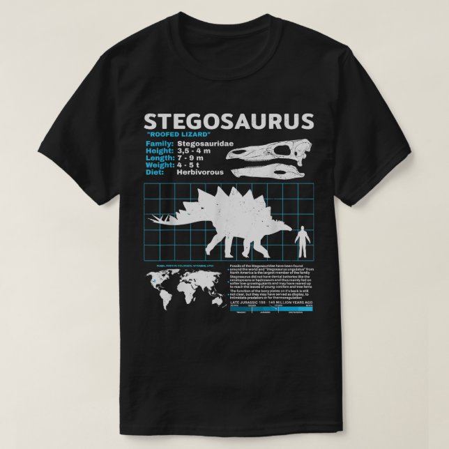 Stegosaurus fact sheet Dinosaur Facts  T-Shirt (Design Front)