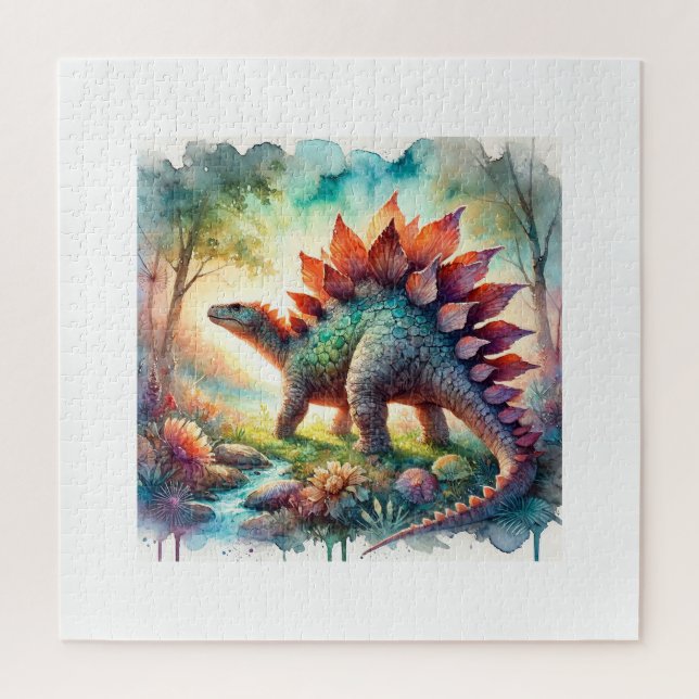 Stegosaurus in Watercolor 180724AREF126 - Watercol Jigsaw Puzzle (Vertical)