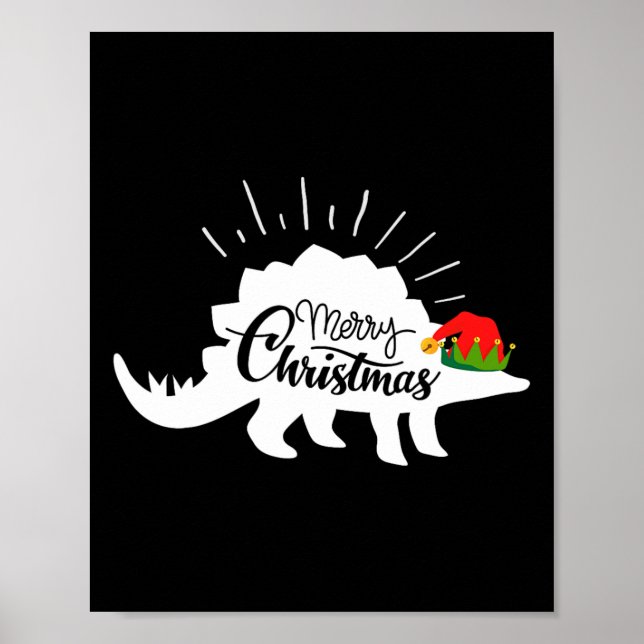 Stegosaurus Merry Christmas Funny Dinosaur  Poster (Front)